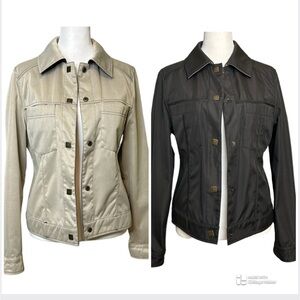 Utex Women’s Reversible Jean-Style Jacket Dressy Sheen Black Taupe Size XSP